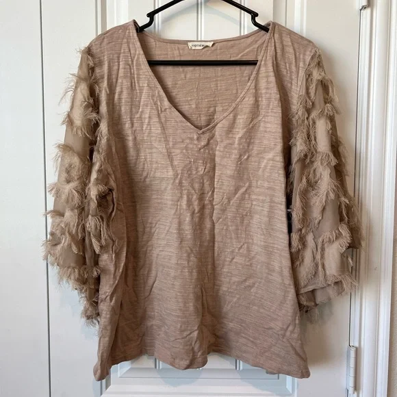 AndTheWhy 3/4 Tan Blouse - Picture 1 of 3